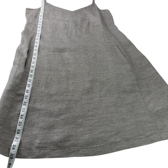 Eileen Fisher Linen Dress Tan Silver Metallic Shimmer Slip Minimalist SZ L - Picture 14 of 16